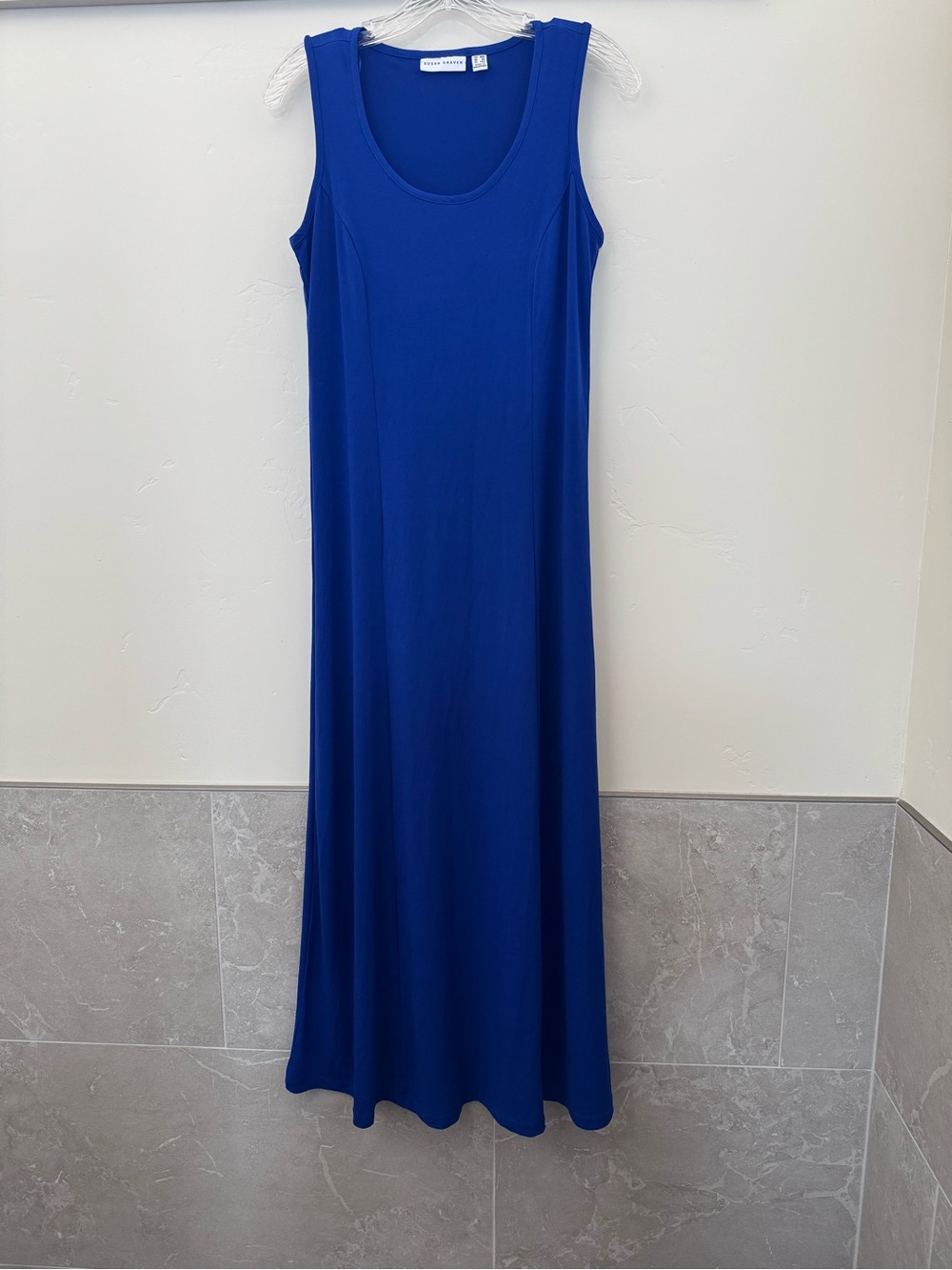 Susan Graver Sleeveless Maxi Dress in Cobalt Blue